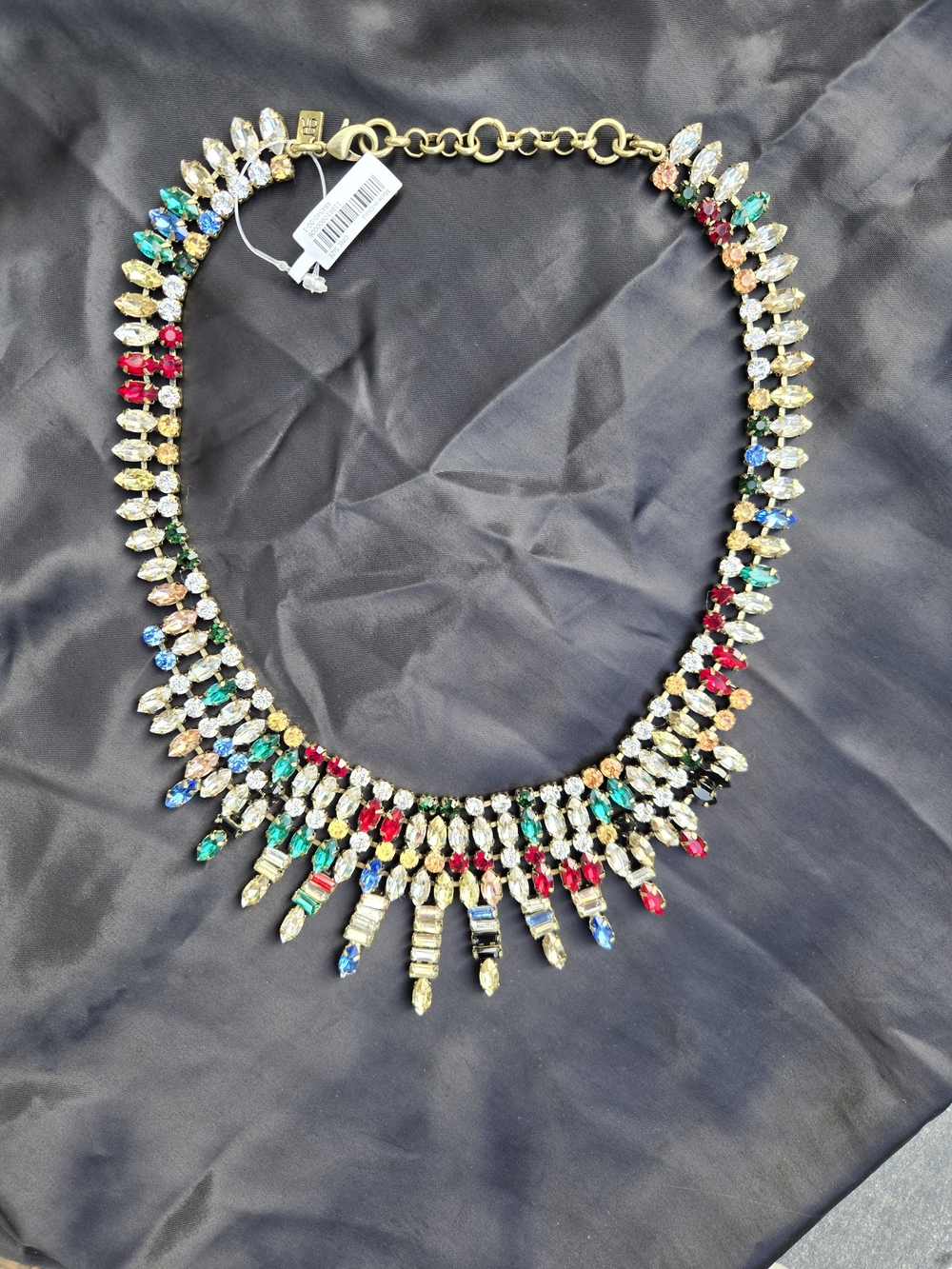 Banana Republic Goldtone Multi-color Fringe Statement Bib Necklace - NWT! - Picture 2 of 11